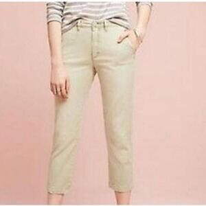 Chino By Anthropologie Mint Slim Crop Pants Zip Fly Pockets Ankle size 28